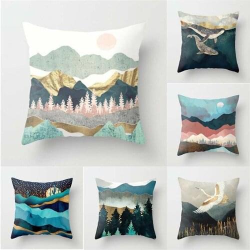 Landscape Pillowcase Bed Home Sofa Landscape Throw Cover Pillow Case Waist Decoration Cushion