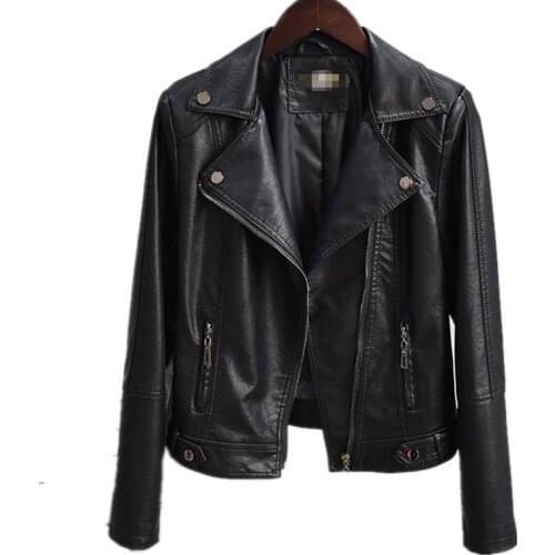 NEW Youth clothing for Women leather jacket autumn Outwear PU short coat High quality leather jackets suit collar factory Outlet