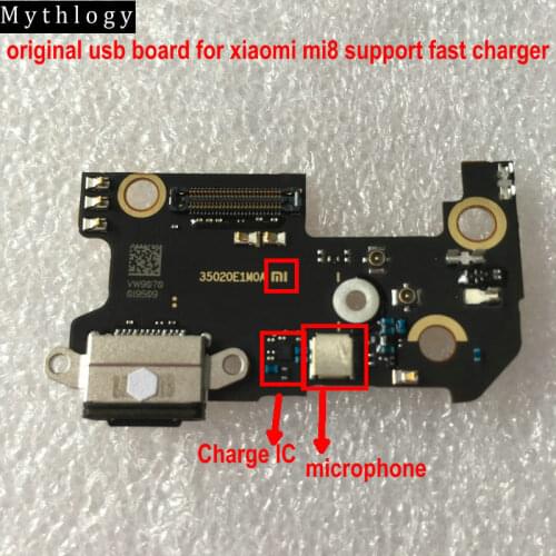 Mythology Original For Xiaomi Mi8 USB Board Flex Cable Dock Connector Microphone Mobile Phone IC Support Quick Charger