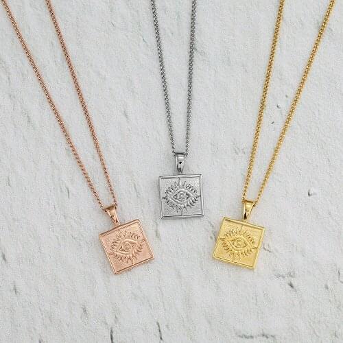 Wholesale IKE Eye Pendant Necklace The eye of the sun Stainless Steel Jewelry for Bless health and safety 10pcs/lot