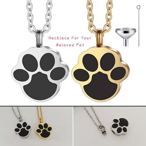 Pet Cremation Jewelry for Ashes Holder Stainless Steel Paw Print Urn Necklace for Dog Cat Ashes Keepsake Memorial Jewelry