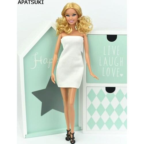 White Strapless Dress For Barbie Doll One Piece Evening Dresses Vestido Clothes For Barbie Dolls 1/6 BJD Doll Accessories