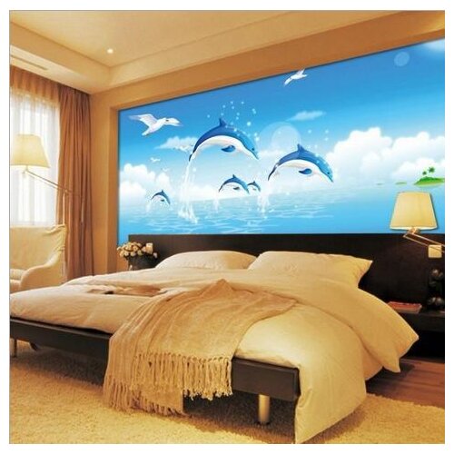 Custom 3d wallpaper Mural type custom wallpaper/wallpaper/TV wall / background wall mural conference room porch sea dolphins