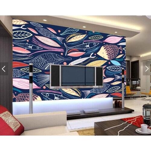 Custom children wallpaper. Lovely color fish for the childrens room living room bedroom TV backdrop waterproof wallpaper