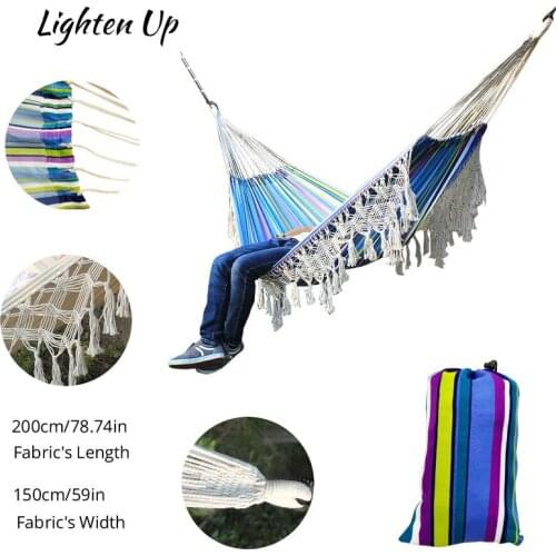 Portable Hammock Outdoor Hammock Garden Sports Home Travel Camping Swing Canvas Stripe Hang Bed Hammock Double Double People