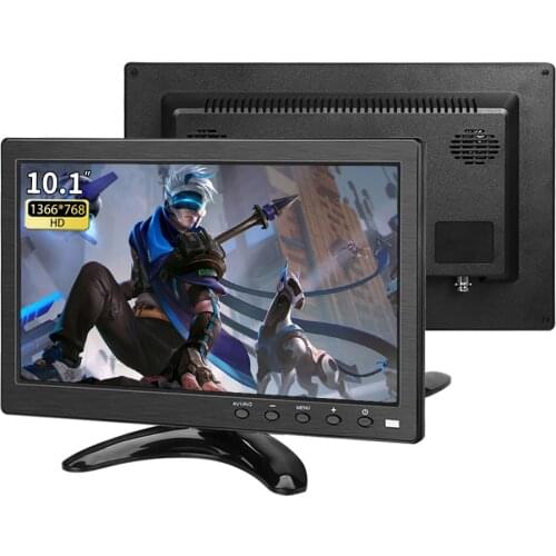 10.1 Inch 1366x768 Portable Monitor with VGA HDMI BNC USB Input for PS3/PS4 XBOX360 Raspberry Pi Windows 7 8 10 System CCTV
