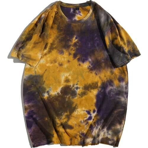 Casual T-Shirts In Fashion Tie Dyed Pattern Quick Dry Full Cotton Summer Artsy Sporty Short Sleeved Unisex Jerseys With O Neck