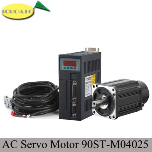 1000W AC Servo motor 90ST-M04025 220V 4N.M. 2500RPM AC Motor+ Single-Phase AC Driver +3m Matched cable