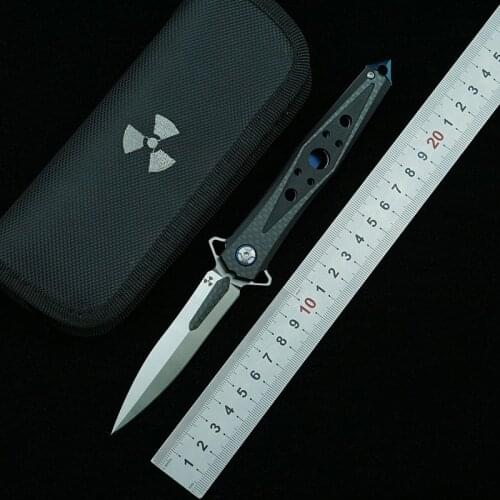 LEMIFSHE JR3392 folding knife D2 blade G10 carbon fiber handle outdoor camping survival kitchen knife fruit knife EDC tool