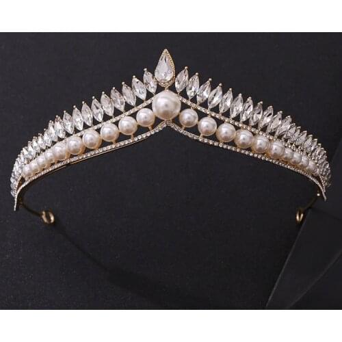 Bridal Wedding Hair Accessories Shining Crystal Pearl Tiaras and Crowns Headbands for Women Fashion Head Jewelry Princess Diadem