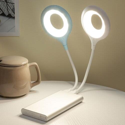 LED Portable USB Rechargeable Flexo Ring Lamp Bedroom Study Reading Book Night Lights Eye Protection Desk Laptop Lighting Tool