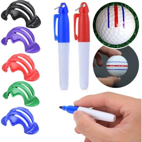 1 Set Golf Ball Triple Track 3 Line Marker Chrome Stencil +2Pcs Marker Pen Golf Putting Positioning Aids Golf Accessories