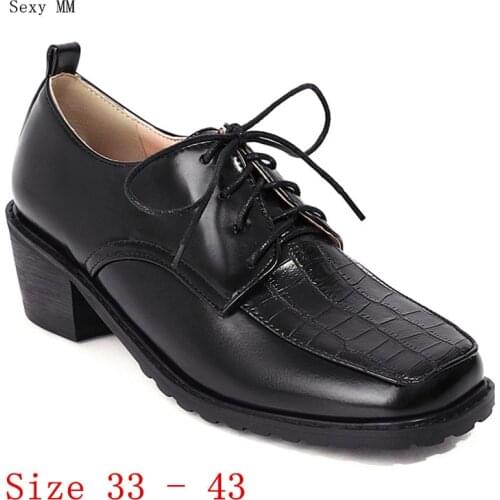 Pumps Women Oxfords Career Shoes Low Med Heels Woman Low Med Heel Shoes Kitten Heels Small Plus Size 33 - 40 41 42 43