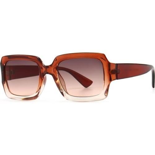 Veshion square frame sunglasses women retro gradient lens uv400 leopard black rectangular glasses for men 2021 hot sale