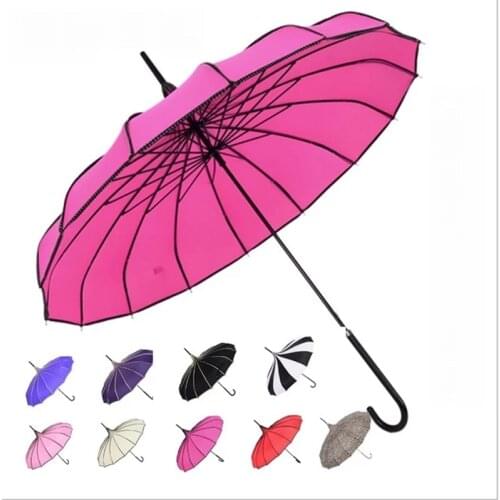 20 pcs/lot) Top Quality Straight Solid Fashion Sunny And Rainy Pagoda Umbrella 8 color