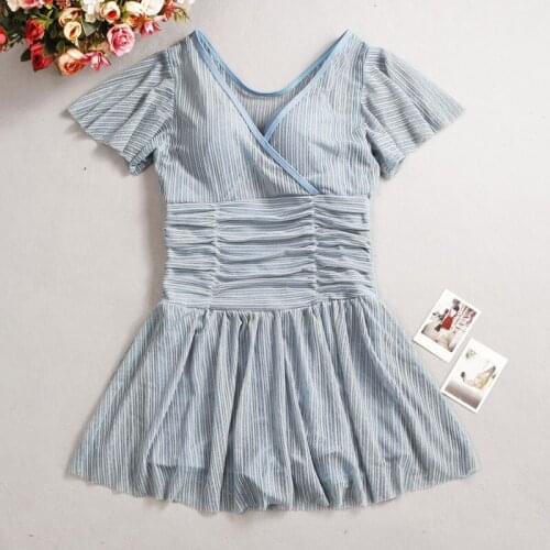 2021 Women Solid Push Up One Piece Swimwear Bathing Suit Short Sleeve Swimming Beachwear Summer Sexy Swimsuit Swim Beach Dress