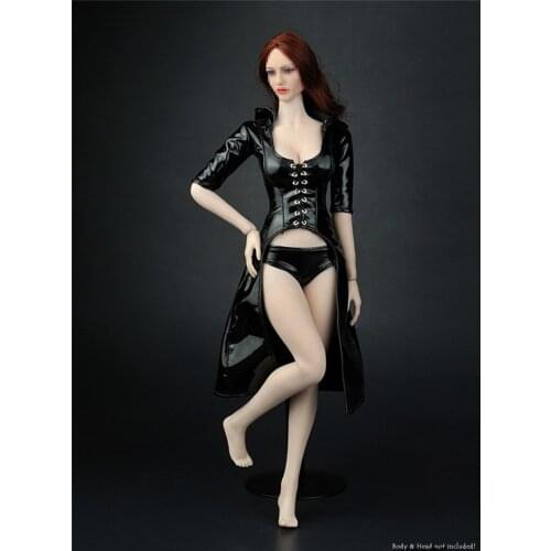 ZY5018 1/6 Scale Female Leather Clothes Set Hood Leather Trench Coat Underpants Whip Set 12" Woman Action Figure Accessories