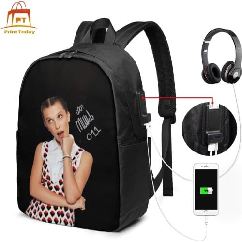 Millie Bobby Backpack Millie Bobby Backpacks University Trending Bag Pattern Man - Woman Multi Pocket Bags