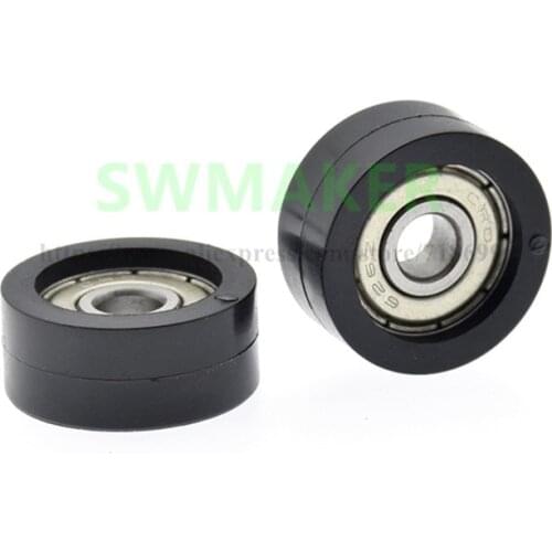 1pcs 6*23*10mm TPU polyurethane coated pulley, 626 bearing wheel, silent wear-resistant rolling guide wheel, flat roller