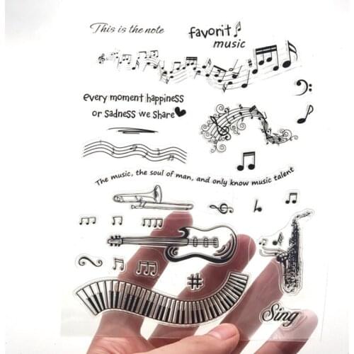 1pc Music Transparent Clear Silicone Stamp Seal Scrapbooking Stencil Accessories Decor Painting Template Office School Supplies