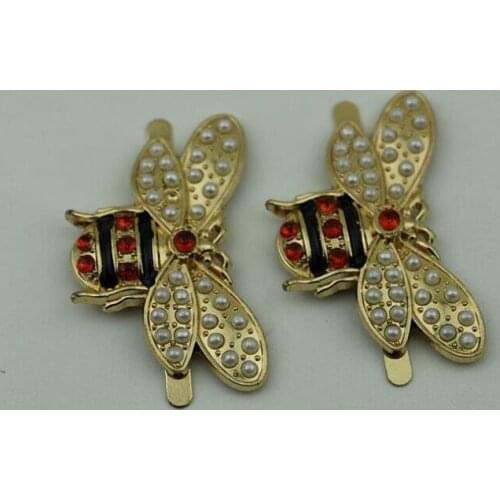 10 pcs/ lot DIY handbag decorative buckle pearl colored drill bee shape decorative buckle luggage hardware metal accessories