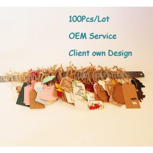 100pcs/Lot multi brown /white paper gift label tag handmade jewelry charms tag round wedding festival cookies decorative tag