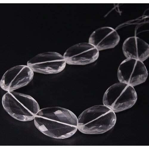 15.5"/strand Twisted Oval Slab Faceted Clear Crystal Loose Beads,Cut Quartz Slice Nugget Pendants Nacklace Charms Jewelry Making