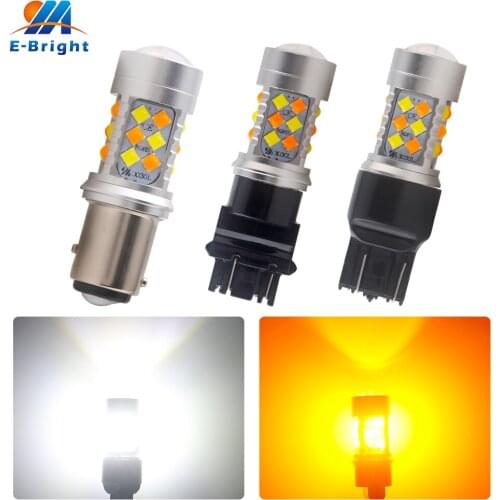2pcs DC12V T20 7443 4.2W 3030 30SMD p21/5w 1157 BAY15D 3157 T25 For Car Turn Signal Light DRL Day Light White &Amber Dual Color