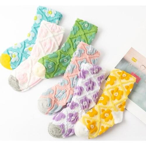 3 Pairs/Set New Childrens Socks Sweet Floral Print Soft Casual Cotton Spring Autumn Baby Girl Stockings