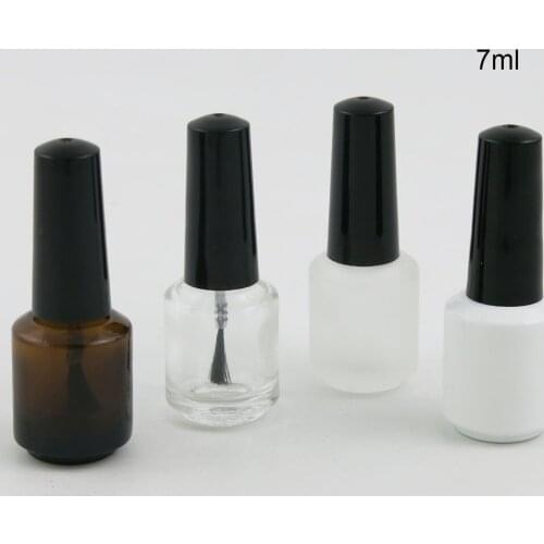 360 x 7ml Empty Nail Polish Bottle Transparent White Amber Frost Glass Packing Bottle with Black Brush Cap Cosmetic Container