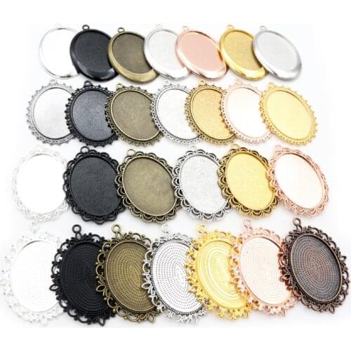 5pcs 30x40mm Inner Size 7 Colors Plated Cabochon Base Setting Charms Pendant