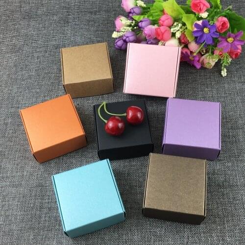 6.5*6.5*3cm Colorful Gift Boxes Kraft Blank Small storage Box Paper Packaging Box For Jewelry/Gifts/Craft/Candy Mixed Colors