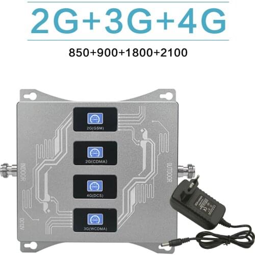 850+900+1800+2100 MHz Quad Band Signal Repeater GSM CDMA DCSLTE WCDMA Cellular Booster B5 B8 B3 B1 4G LTE Amplifier LCD Display