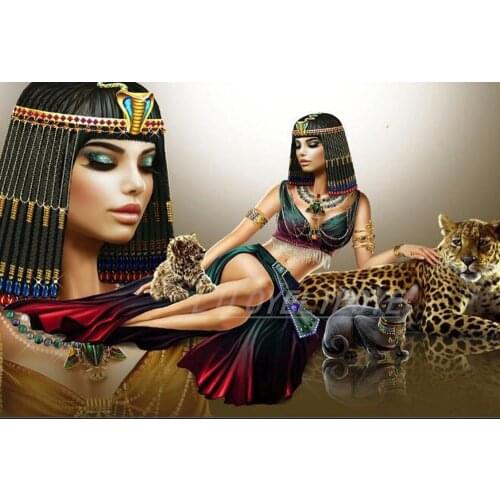 5d diy diamond painting Egypt and cleopatra Egypt beauty Diamond Embroidery leopard portrait diamond mosaic cat patterns FG1878