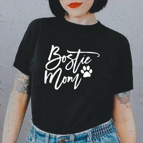 Boston Terrier Dog Mom Short Sleeve T Shirt Women Tops Funny Harajuku Tee Shirt Femme Casual Plus Size Tshirt Camisas De Mujer