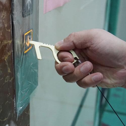 2021 Open Door Touch Key Press Elevator Tool Non-contact Trinket Key Rings No-Touch 1PC Beer Trigger Touch Screen Key Chains