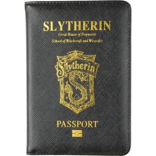 DIKEDAKU Slytherin Passport Case Rfid Black Unisex Credit Cards Ticket Passport Holder Pu Leather Travel Passport Pouch