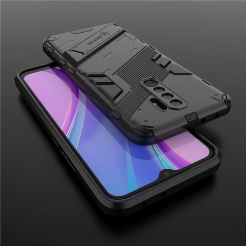 For Xiaomi Poco M2 Reloaded Case Shockproof Silicone Bumper Table Holder Stand Armor Hard Back Phone Cover Poco M2 Reloaded Case