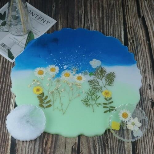 DIY Crystal Drop Glue Silicone Mold Large Round Cup Pad Mould Mirror UV Resin Molds Resin table Art Decoration