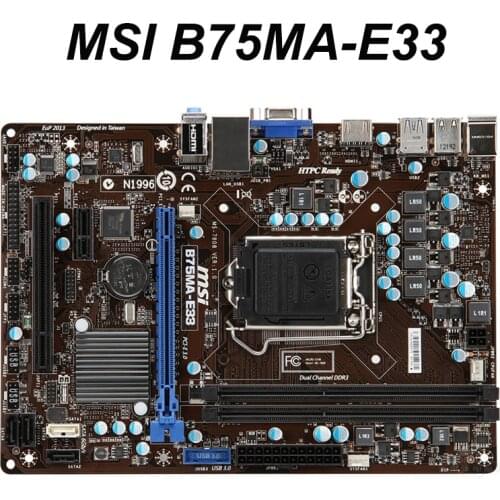 For MSI B75MA-E33 Computer Motherboard LGA 1155 For Intel B75 B75M Desktop Mainboard USB3.0 SATA II PCI-E X16 Used