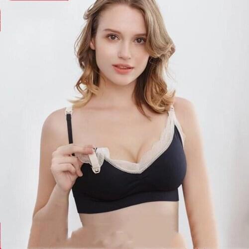 Womens Sexy Gathering No Steel Ring Pregnant Women Bra, Fashionable Cotton Breast-Feeding Anti Sagging Breathable Underwear