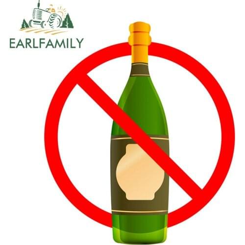 EARLFAMILY 13cm x 11.1cm for No Alcohol Sign Waterproof Car Stickers Creativite Air Conditioner Decor Occlusion Scratch Decals