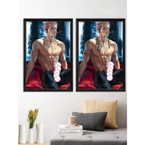 Jujutsu Kaisen Anime Gojou Japanese Sukuna Sexy Nude Yuji Gojo Cartoon Art-Poster Decoration Home Living-Room Custom Prints
