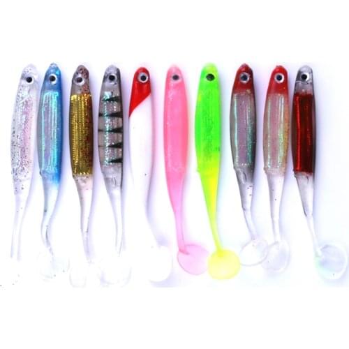 New 10pcs/set Artificial Fishing Lure Soft Pesca Lure 52g Japan Shad Lure Worm Swim bait Jig Head Fly Fishing Silicone Rubber