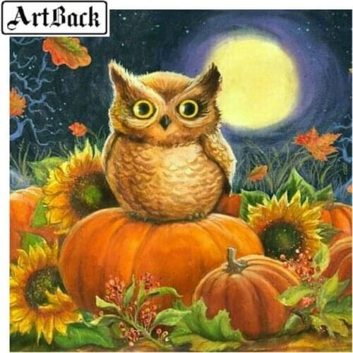 Cartoon 5d diy diamond painting owl pumpkin li new arrival square full of drill mosaic for home decoration diamond embroidery