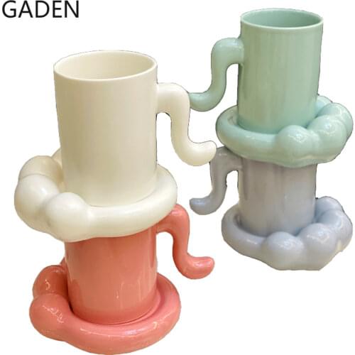 Nordic Ceramic Mug Creative Cat Scratch Coaster Household Coffee Mug Living Room Drinkware Coffee Table Decoration Accessories