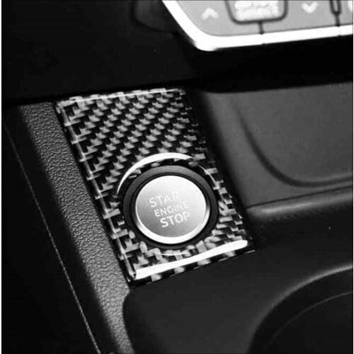 Start Engine Stop Button Sequins Decoration Cover Trim For Audi A4 B9 2017-2019 Carbon Fiber A Key To Start Panel Trim Decals