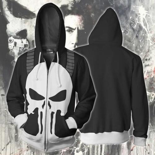 Movie Punisher:War Zone Cosplay Costumes Zipper Hoodies Sweatshirts 3D Printing Unisex Adult man/women Clothing