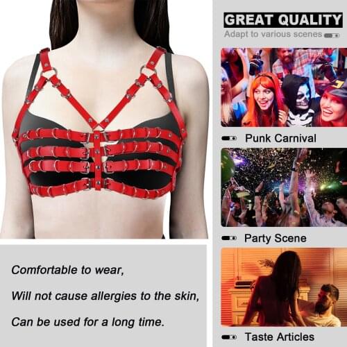 Leather Body Harness Erotic Lingerie Gothic Chest Bondage Cage Bra Suspender Restrict Binding Belt Bdsm Sex Lingerie Punk Rave