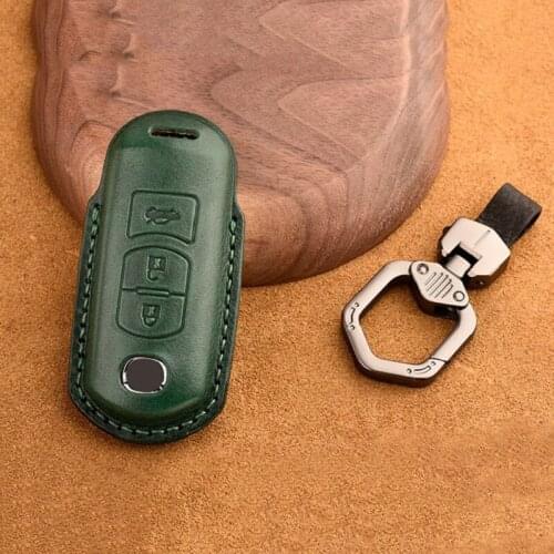 Leather Car Remote Key Case Cover for Mazda 2 3 5 6 8 Axela Atenza CX3 CX4 CX5 CX7 CX9 RX MX-5 Miata Keychain